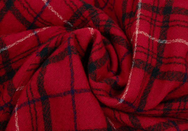 Y's Wool Check Asymmetric Wide Sarouel Pants Red Size 2