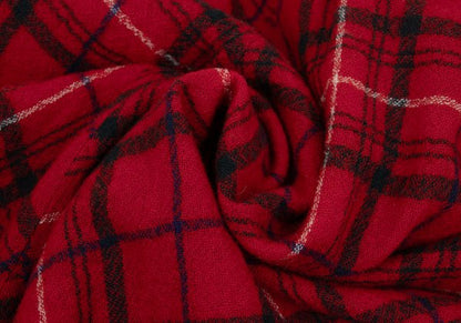 Y's Wool Check Asymmetric Wide Sarouel Pants Red Size 2