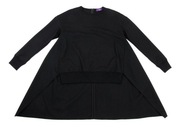 Y's PINK Stretch Wool Back Long Tunic Black Blouse Size 2