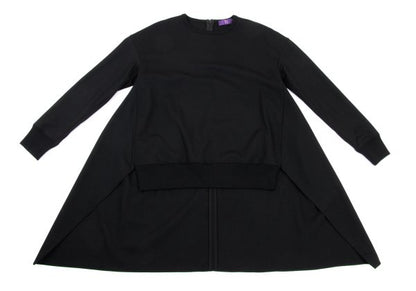 Y's PINK Stretch Wool Back Long Tunic Black Blouse Size 2