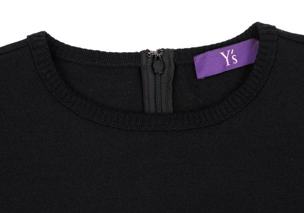 Y's PINK Stretch Wool Back Long Tunic Black Blouse Size 2