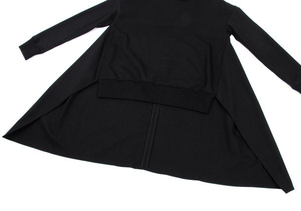 Y's PINK Stretch Wool Back Long Tunic Black Blouse Size 2