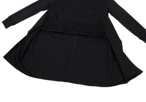 Y's PINK Stretch Wool Back Long Tunic Black Blouse Size 2