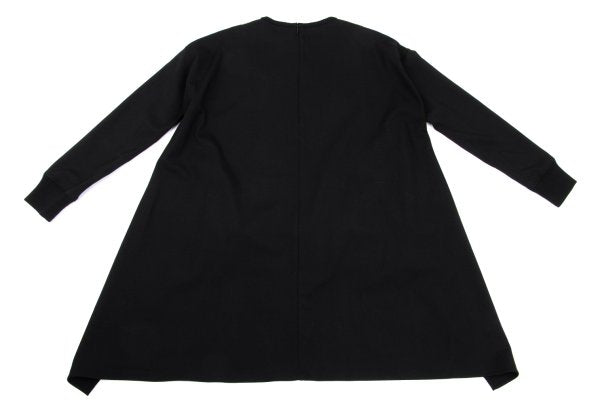 Y's PINK Stretch Wool Back Long Tunic Black Blouse Size 2