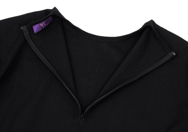 Y's PINK Stretch Wool Back Long Tunic Black Blouse Size 2