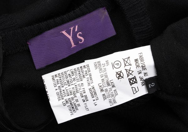 Y's PINK Stretch Wool Back Long Tunic Black Blouse Size 2