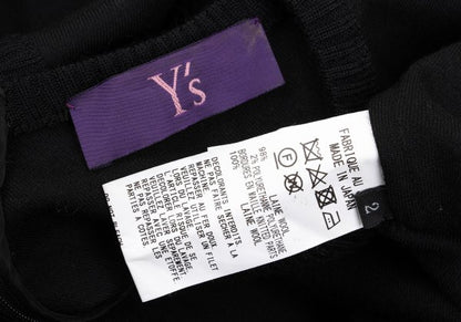 Y's PINK Stretch Wool Back Long Tunic Black Blouse Size 2