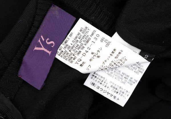 Y's PINK Stretch Wool Back Long Tunic Black Blouse Size 2