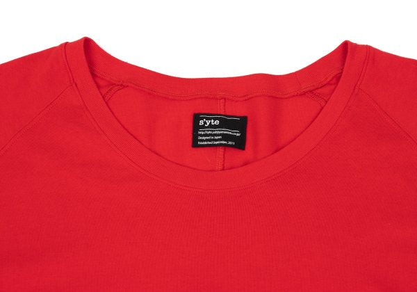 s'yte Cotton Cutoff Raglan T-Shirt Red Size M
