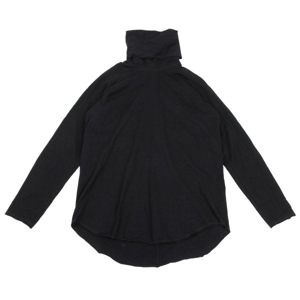 S'YTE Black Cotton Raw Edge Layered Turtleneck Top Size M