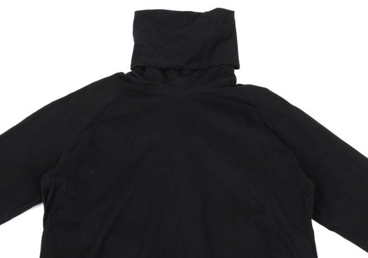 S'YTE Black Cotton Raw Edge Layered Turtleneck Top Size M