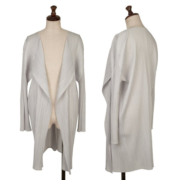 PLEATS PLEASE Pleated Buttonless Cardigan Light Gray Size 3