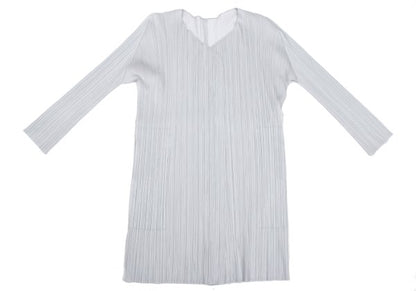 PLEATS PLEASE Pleated Buttonless Cardigan Light Gray Size 3