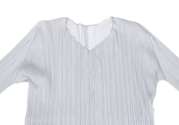 PLEATS PLEASE Pleated Buttonless Cardigan Light Gray Size 3