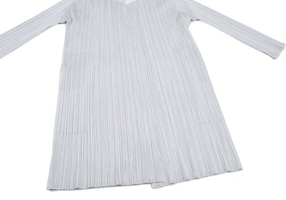 PLEATS PLEASE Pleated Buttonless Cardigan Light Gray Size 3