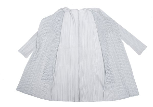 PLEATS PLEASE Pleated Buttonless Cardigan Light Gray Size 3