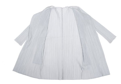 PLEATS PLEASE Pleated Buttonless Cardigan Light Gray Size 3