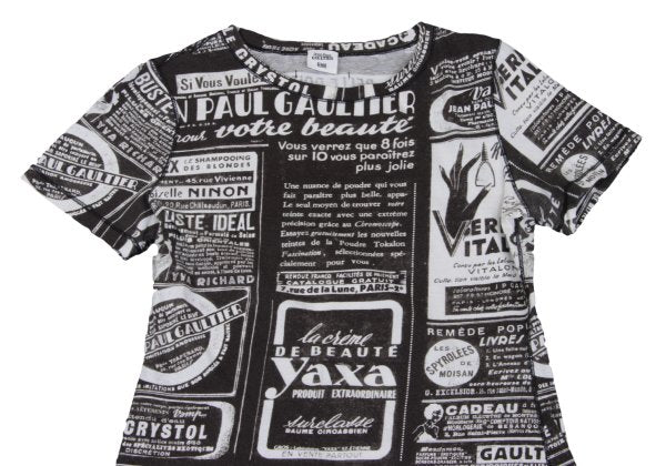Jean Paul GAULTIER FEMME Printed Black Off-White T-Shirt Size 40