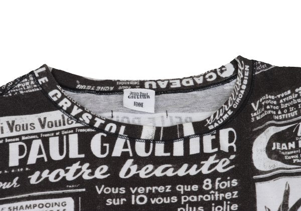 Jean Paul GAULTIER FEMME Printed Black Off-White T-Shirt Size 40