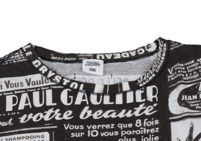 Jean Paul GAULTIER FEMME Printed Black Off-White T-Shirt Size 40