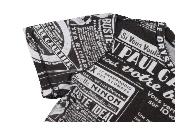 Jean Paul GAULTIER FEMME Printed Black Off-White T-Shirt Size 40