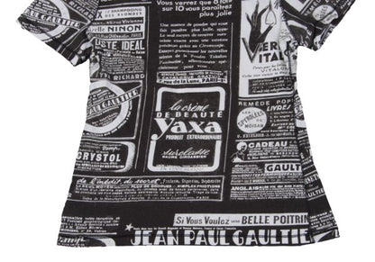 Jean Paul GAULTIER FEMME Printed Black Off-White T-Shirt Size 40