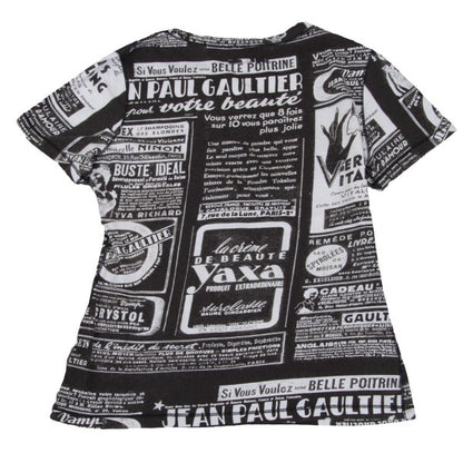 Jean Paul GAULTIER FEMME Printed Black Off-White T-Shirt Size 40
