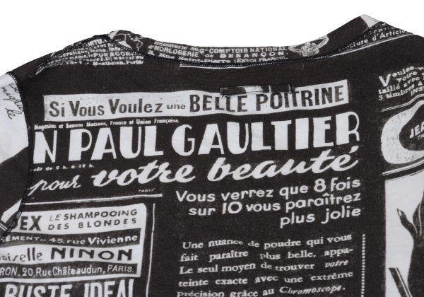 Jean Paul GAULTIER FEMME Printed Black Off-White T-Shirt Size 40