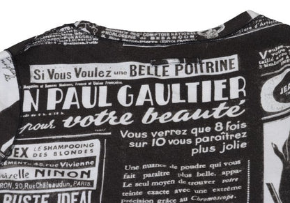 Jean Paul GAULTIER FEMME Printed Black Off-White T-Shirt Size 40