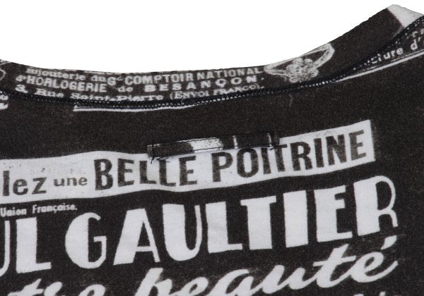 Jean Paul GAULTIER FEMME Printed Black Off-White T-Shirt Size 40