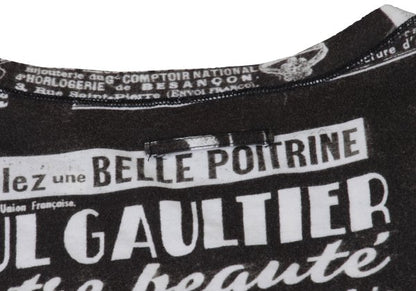 Jean Paul GAULTIER FEMME Printed Black Off-White T-Shirt Size 40