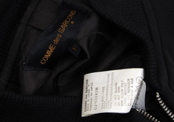 COMME des GARCONS Wool Curve Zip Jacket Black Size M