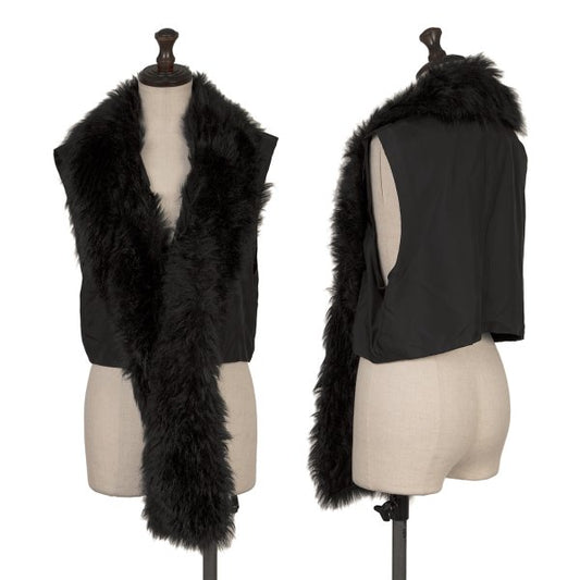 COMME des GARCONS Fur Collar Sleeveless Vest Black Size S
