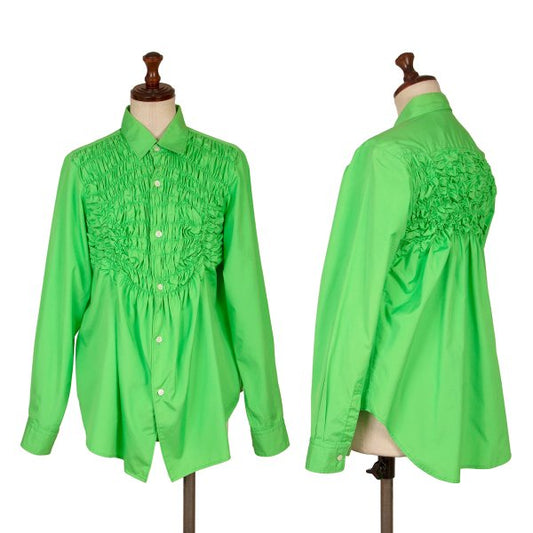 COMME des GARCONS Cotton Shirring Design Shirt Green Size S