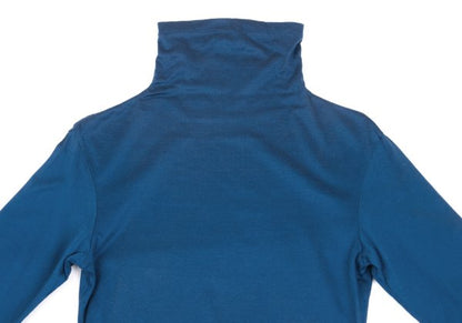 Yohji Yamamoto FEMME Cotton High-Neck Long Top Blue Size M