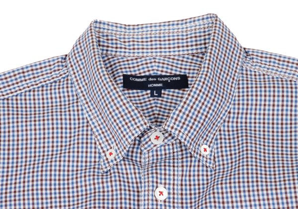 COMME des GARCONS HOMME Blue Check Flap Pocket Shirt Size L