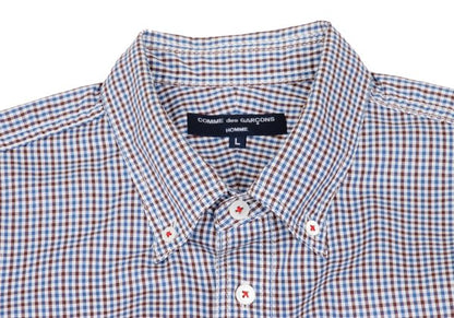 COMME des GARCONS HOMME Blue Check Flap Pocket Shirt Size L