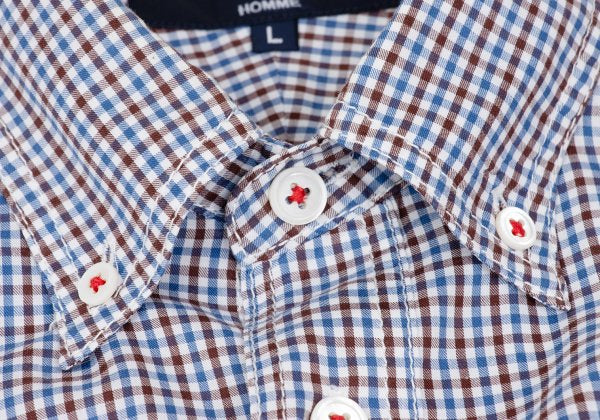 COMME des GARCONS HOMME Blue Check Flap Pocket Shirt Size L