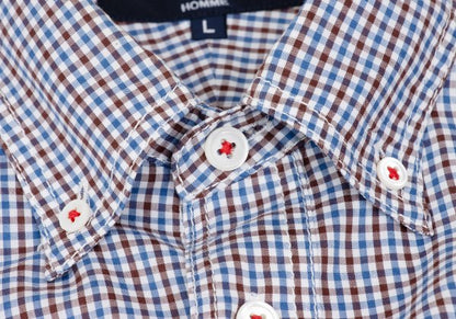 COMME des GARCONS HOMME Blue Check Flap Pocket Shirt Size L