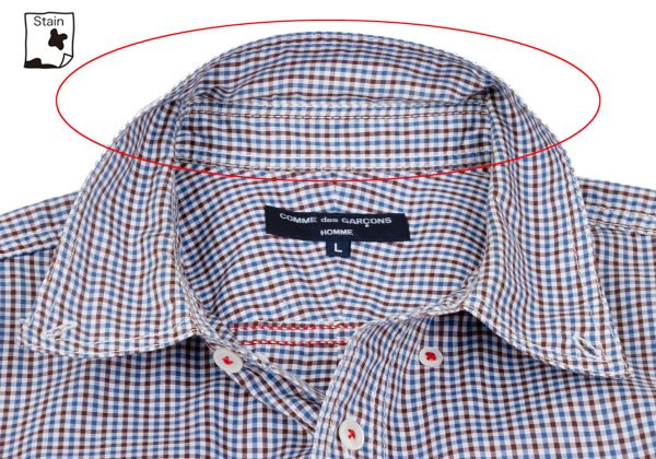COMME des GARCONS HOMME Blue Check Flap Pocket Shirt Size L
