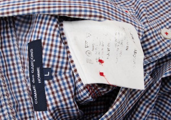 COMME des GARCONS HOMME Blue Check Flap Pocket Shirt Size L