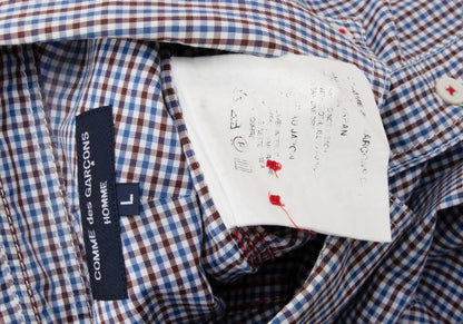 COMME des GARCONS HOMME Blue Check Flap Pocket Shirt Size L