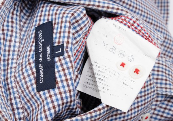COMME des GARCONS HOMME Blue Check Flap Pocket Shirt Size L