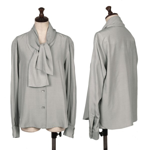 PRADA Bow Tie Neck Blouse Gray Size M
