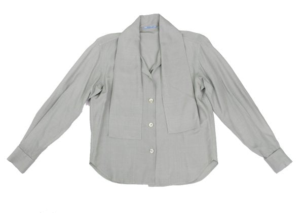 PRADA Bow Tie Neck Blouse Gray Size M