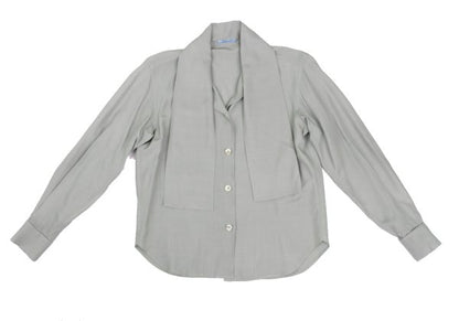 PRADA Bow Tie Neck Blouse Gray Size M