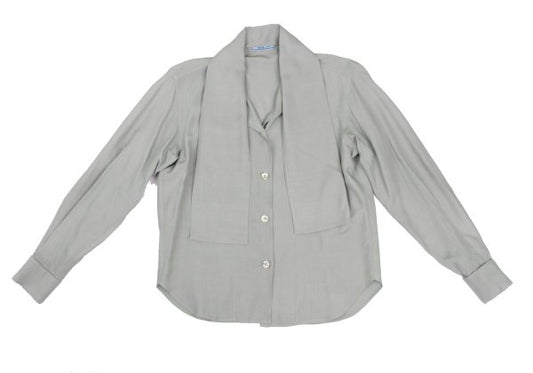 PRADA Bow Tie Neck Blouse Gray Size M