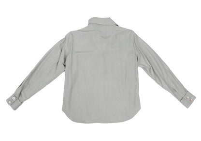 PRADA Bow Tie Neck Blouse Gray Size M