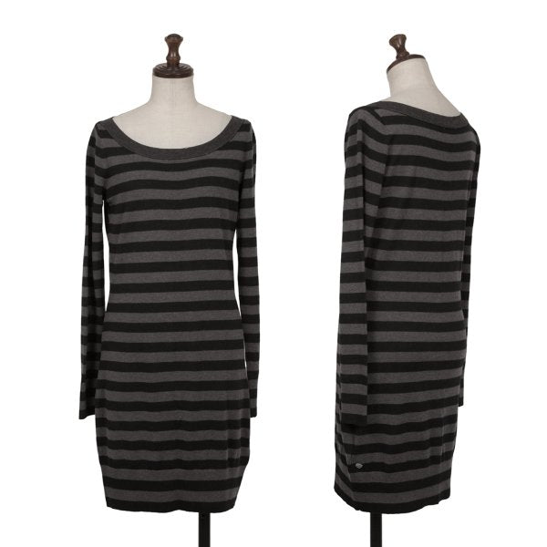 BOSS ORANGE HUGO BOSS Wool Silk Border Tunic Blk/Grey Knit Size M