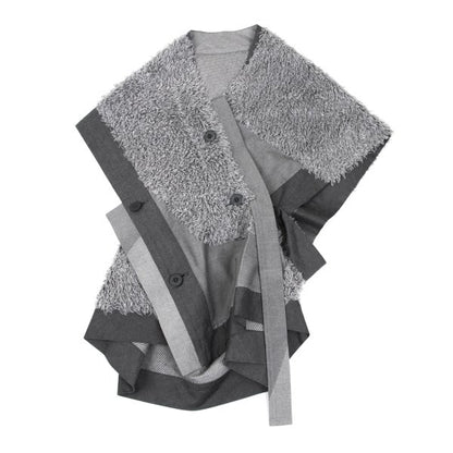 ISSEY MIYAKE Cotton Boa Panel Asymmetrical Vest Gray Size 3